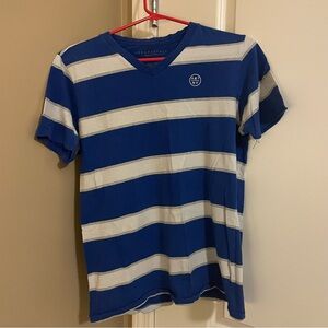 Aéropostale Blue and White Striped T-Shirt